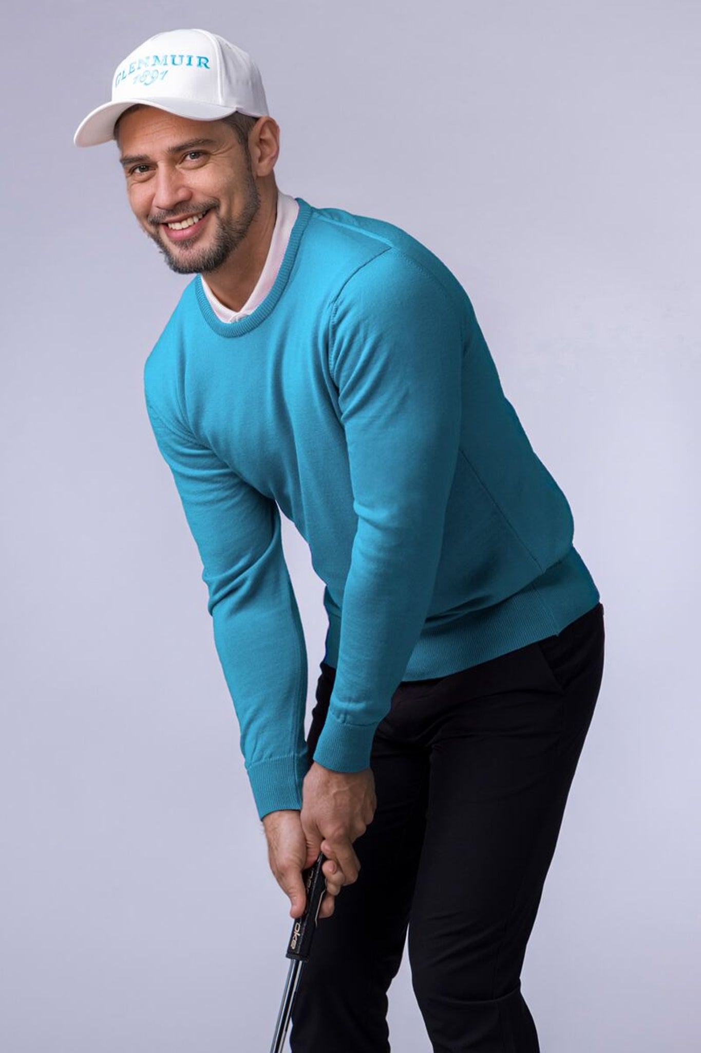 Mens Crew Neck Merino Wool Golf Sweater