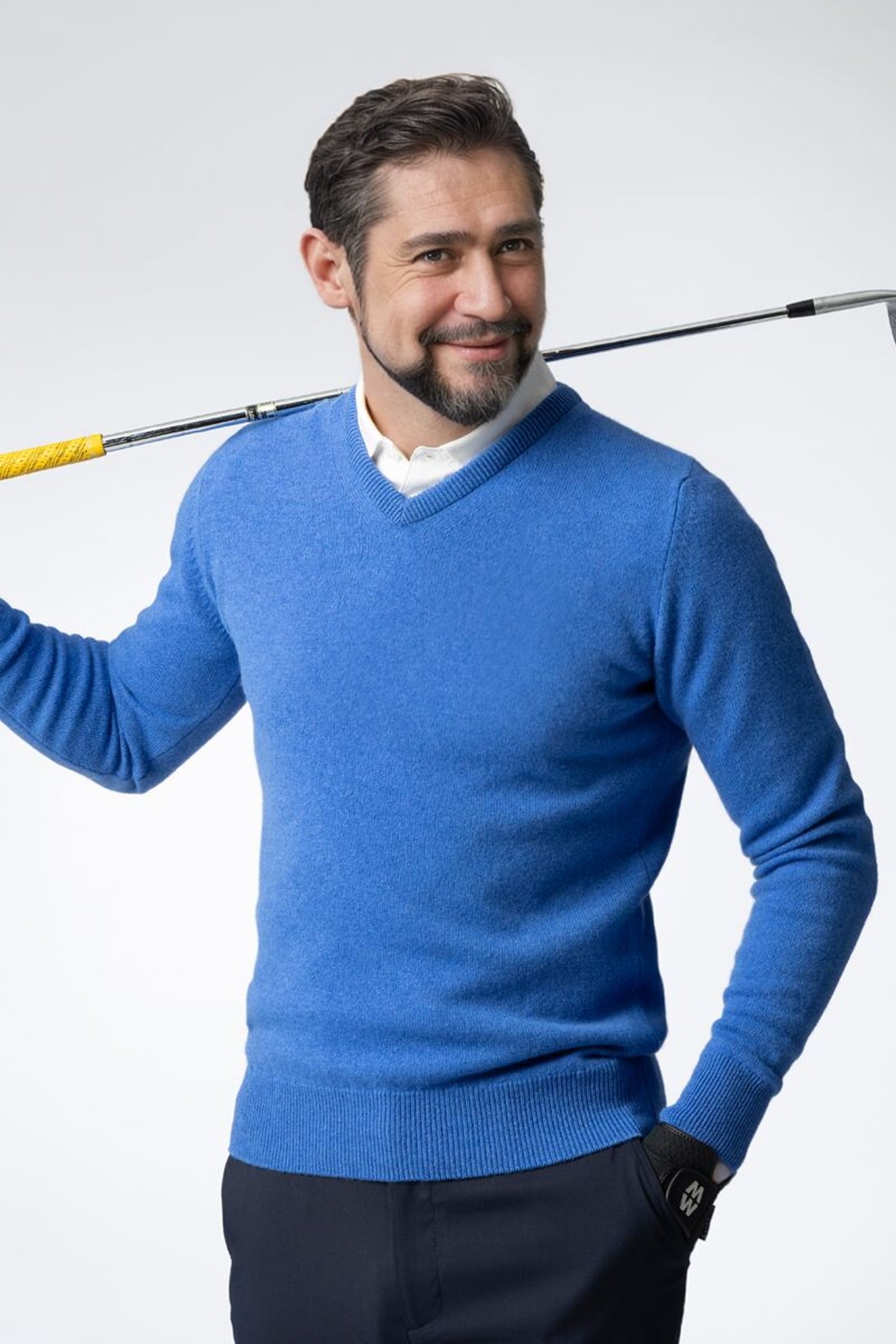 Mens V Neck Lambswool Golf Sweater