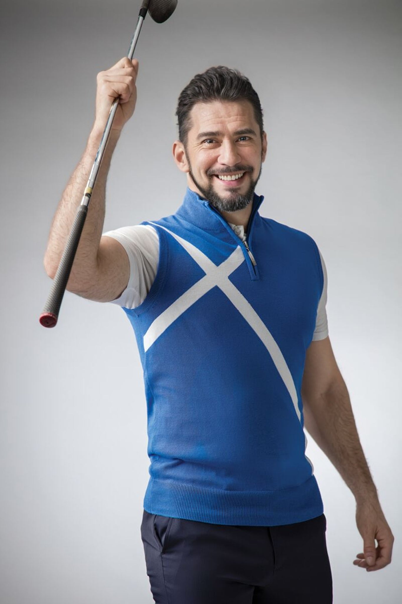 Mens Quarter Zip Saltire Cross Cotton Golf Slipover