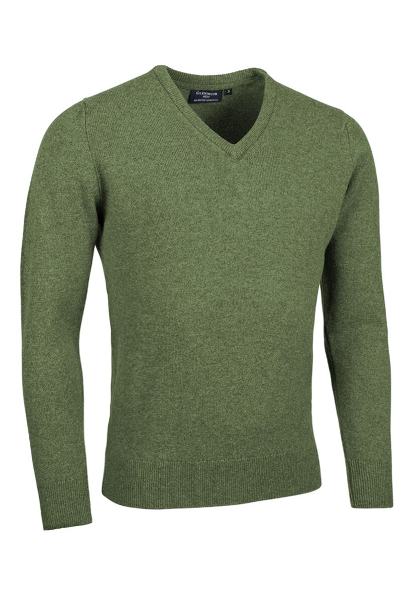 Mens V Neck Lambswool Golf Sweater