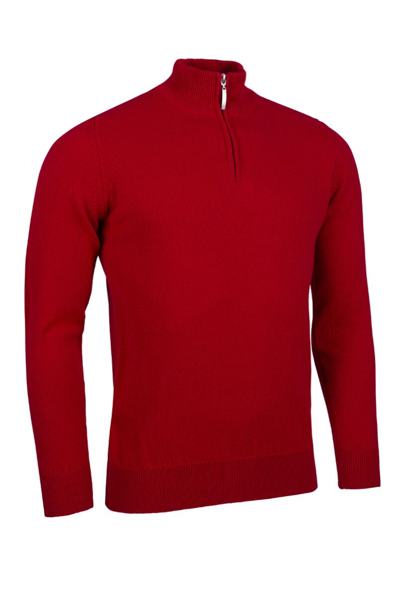 Mens Quarter Zip Lambswool Golf Sweater