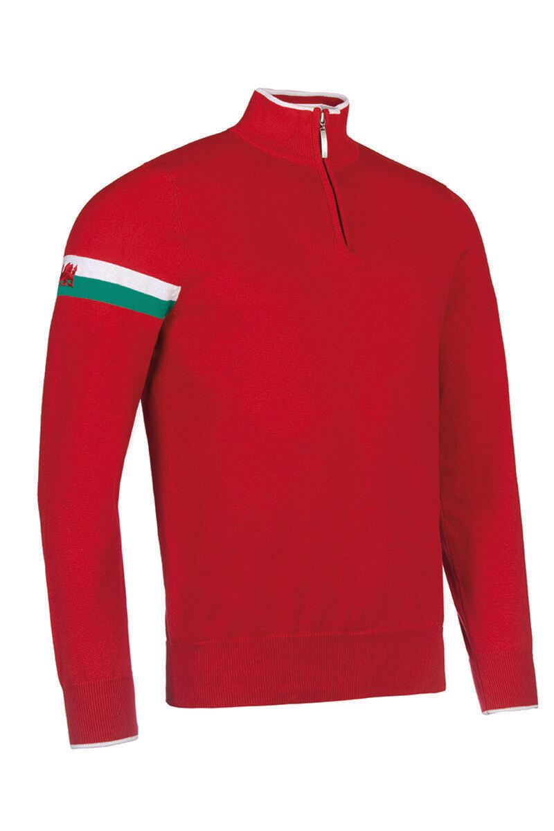 Mens Quarter Zip Welsh Dragon Cotton Golf Sweater