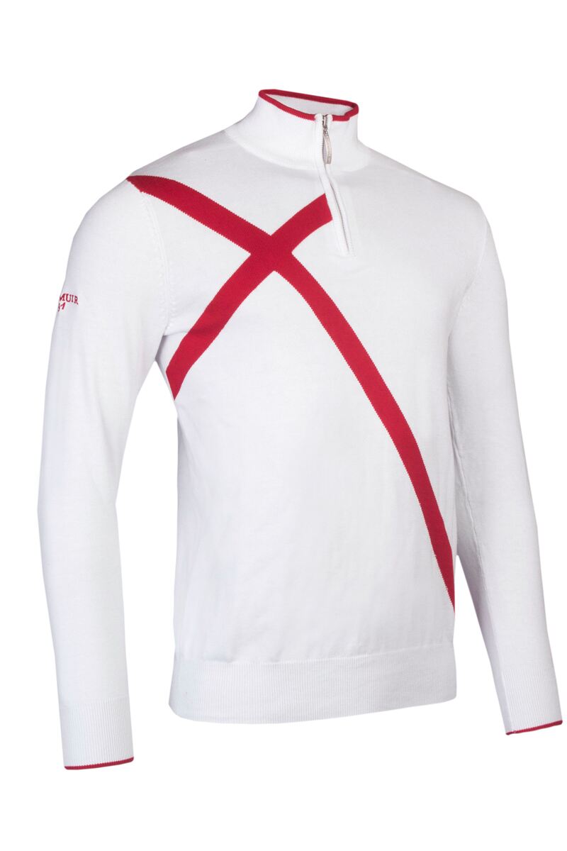 Mens Quarter Zip St George Cross Cotton Golf Sweater