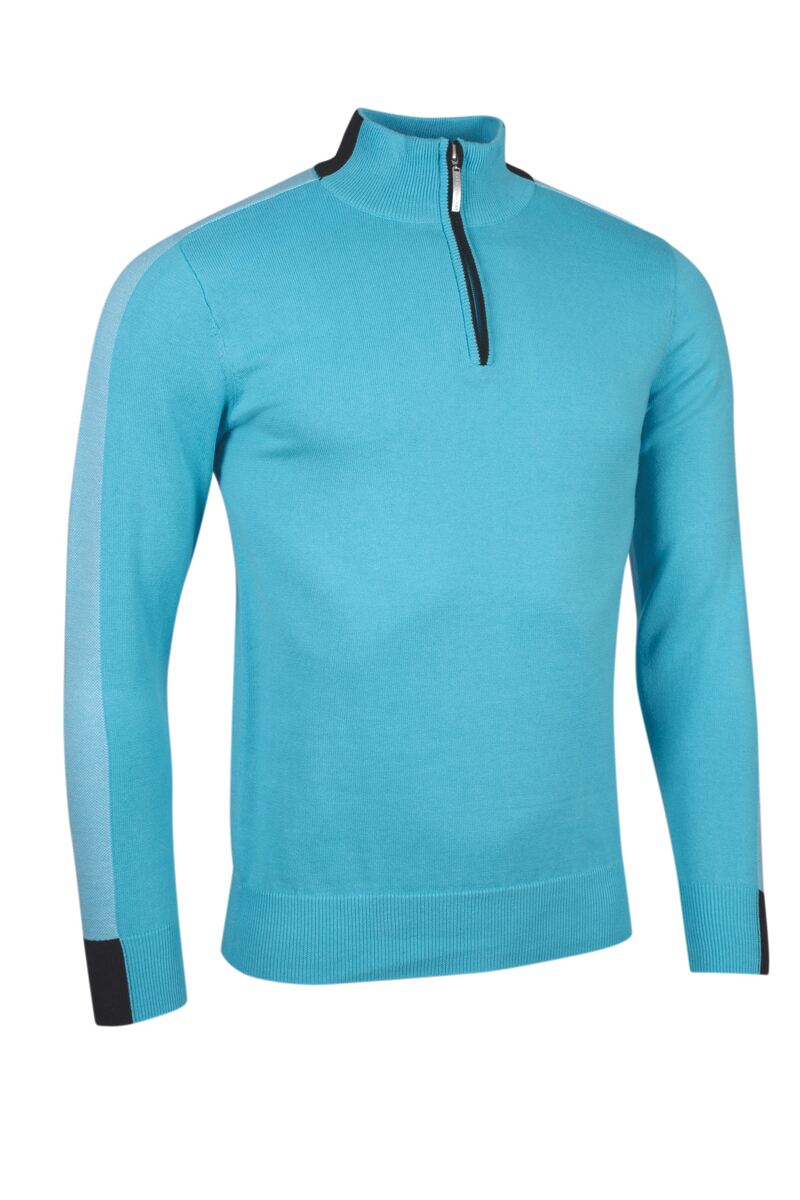 Mens Quarter Zip Birdseye Sleeve Cotton Golf SweaterXS / Color2