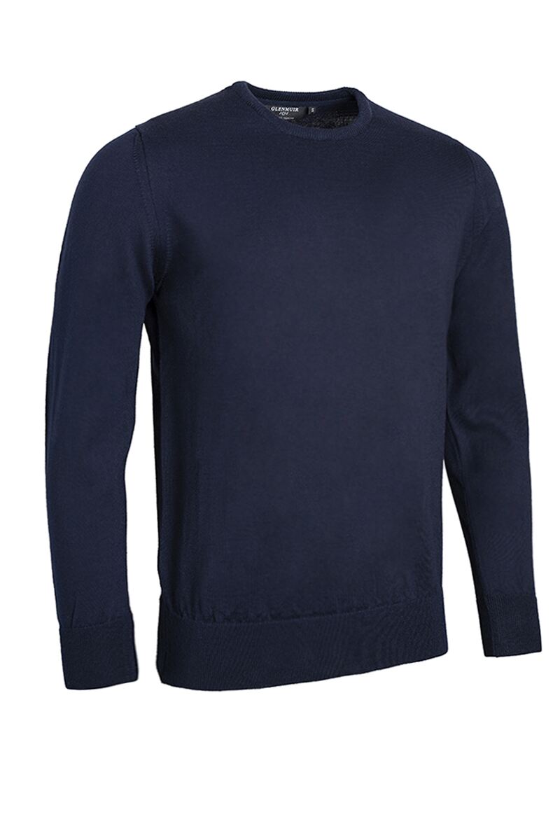 Mens Crew Neck Merino Wool Golf Sweater