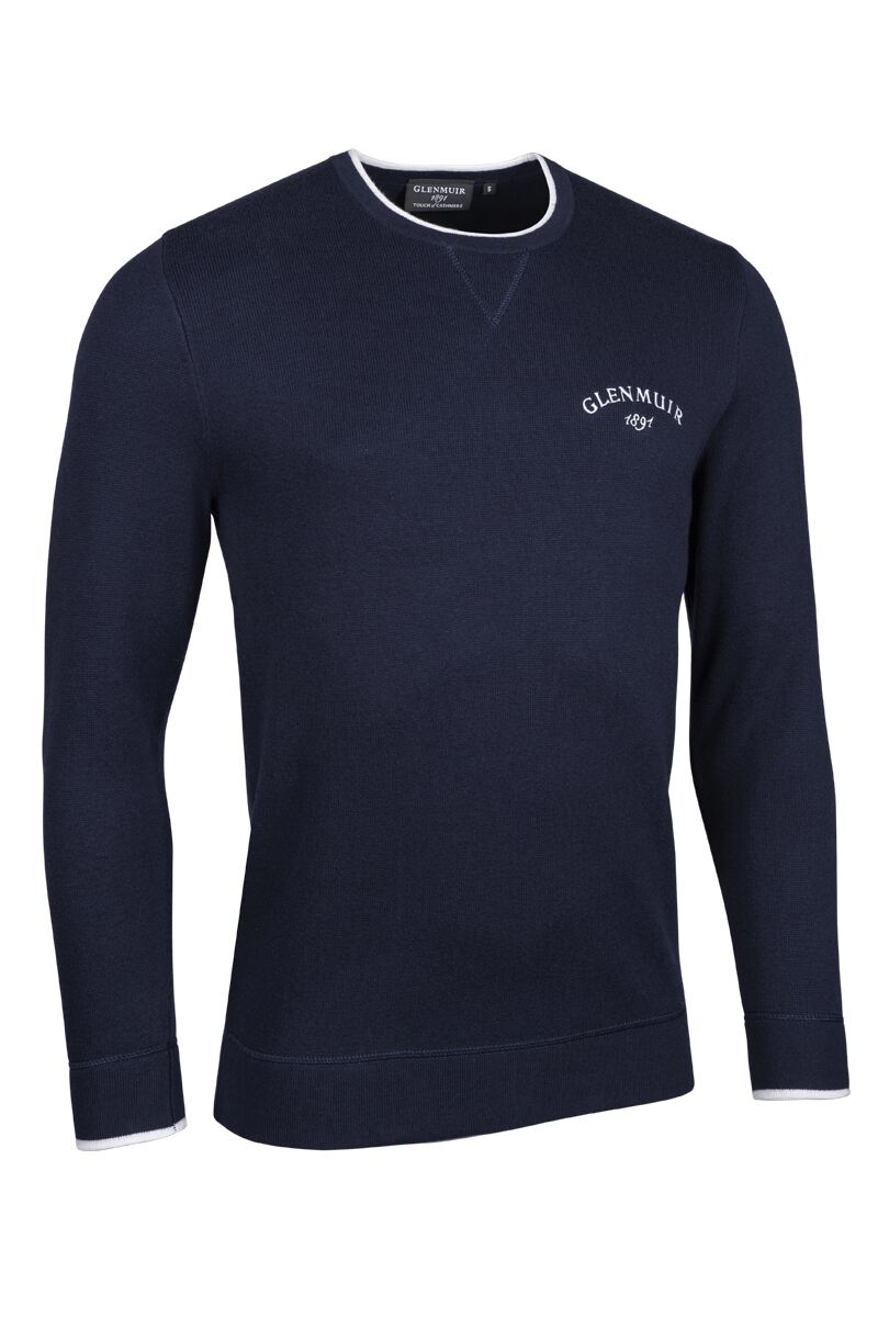 Mens and Ladies Crew Neck V Insert Tipped Touch of Cashmere 1891 Heritage Sweatshirt