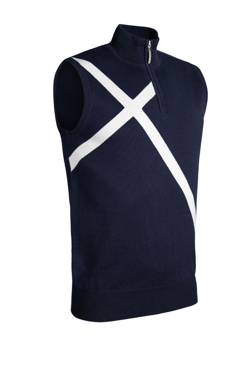 Mens Quarter Zip Saltire Cross Cotton Golf Slipover