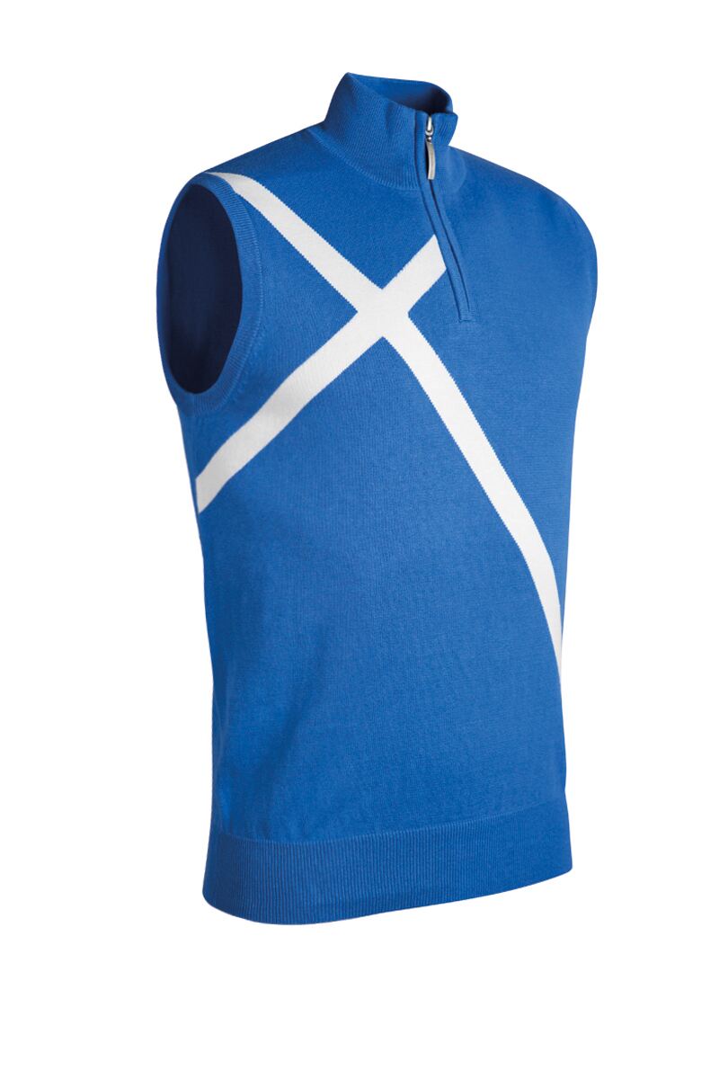 Mens Quarter Zip Saltire Cross Cotton Golf Slipover