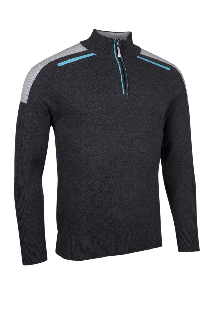 Mens Quarter Zip Ribbed Sleeve Cotton Golf SweaterXS / Color3