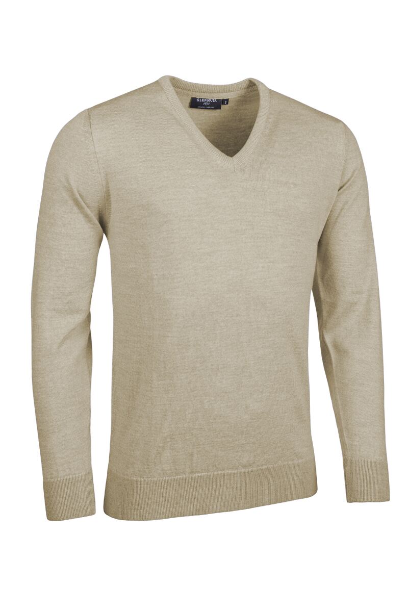 Mens V Neck Merino Wool Golf Sweater