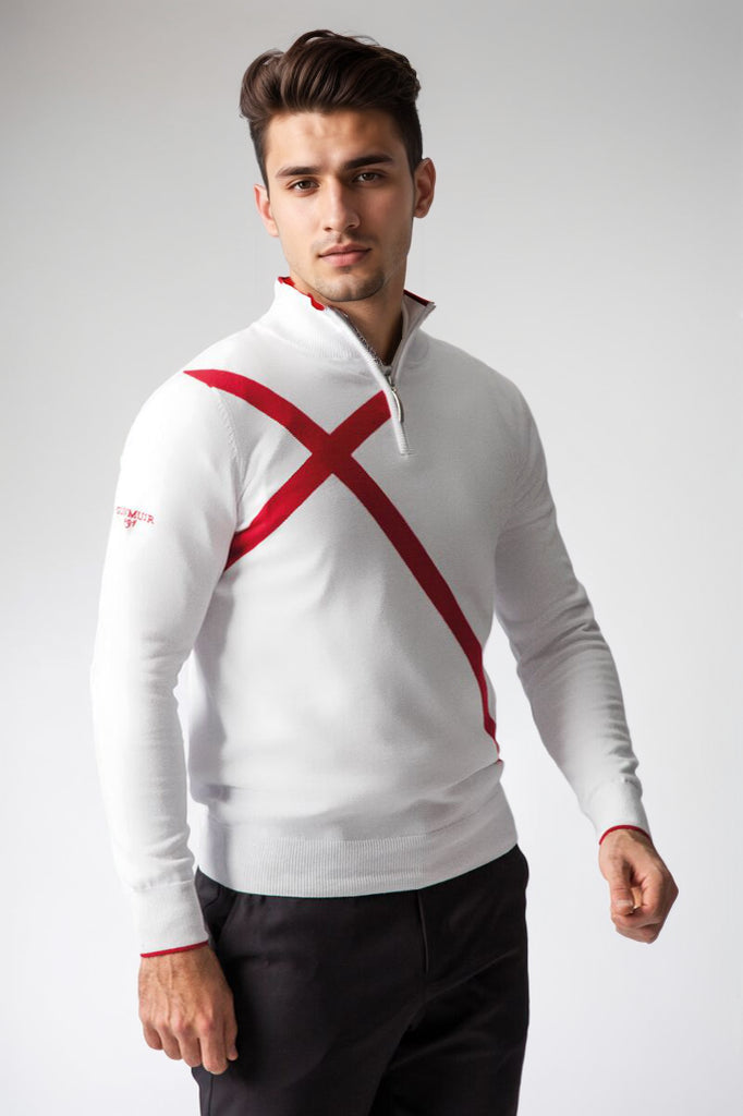 Mens Quarter Zip St George Cross Cotton Golf Sweater