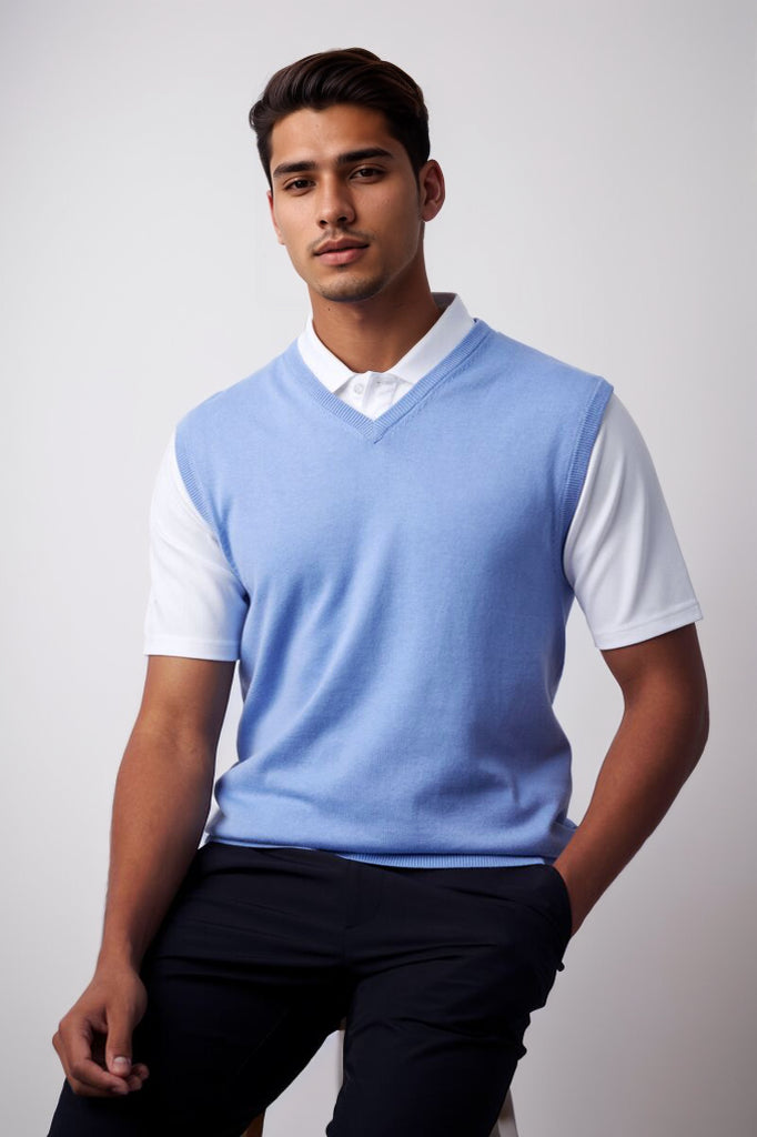 Mens V Neck Cotton Golf Slipover